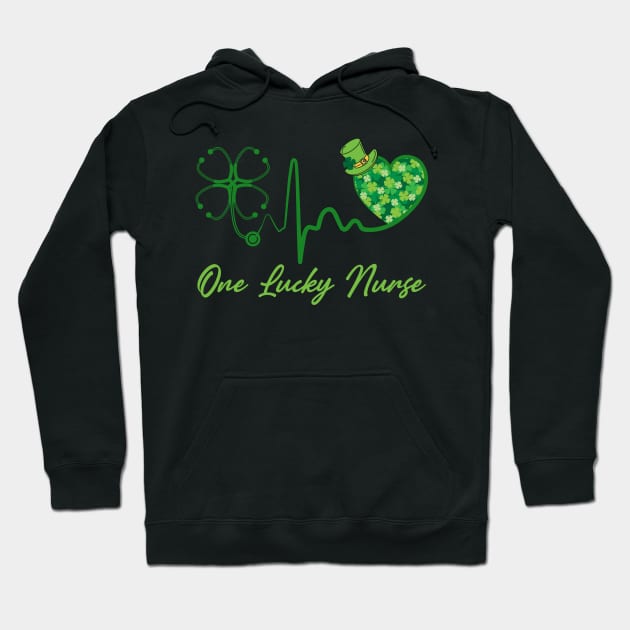 One Lucky Nurse Scrub RN ICU ER St Patricks Day Nurses Hoodie by HEAHLEEHAH